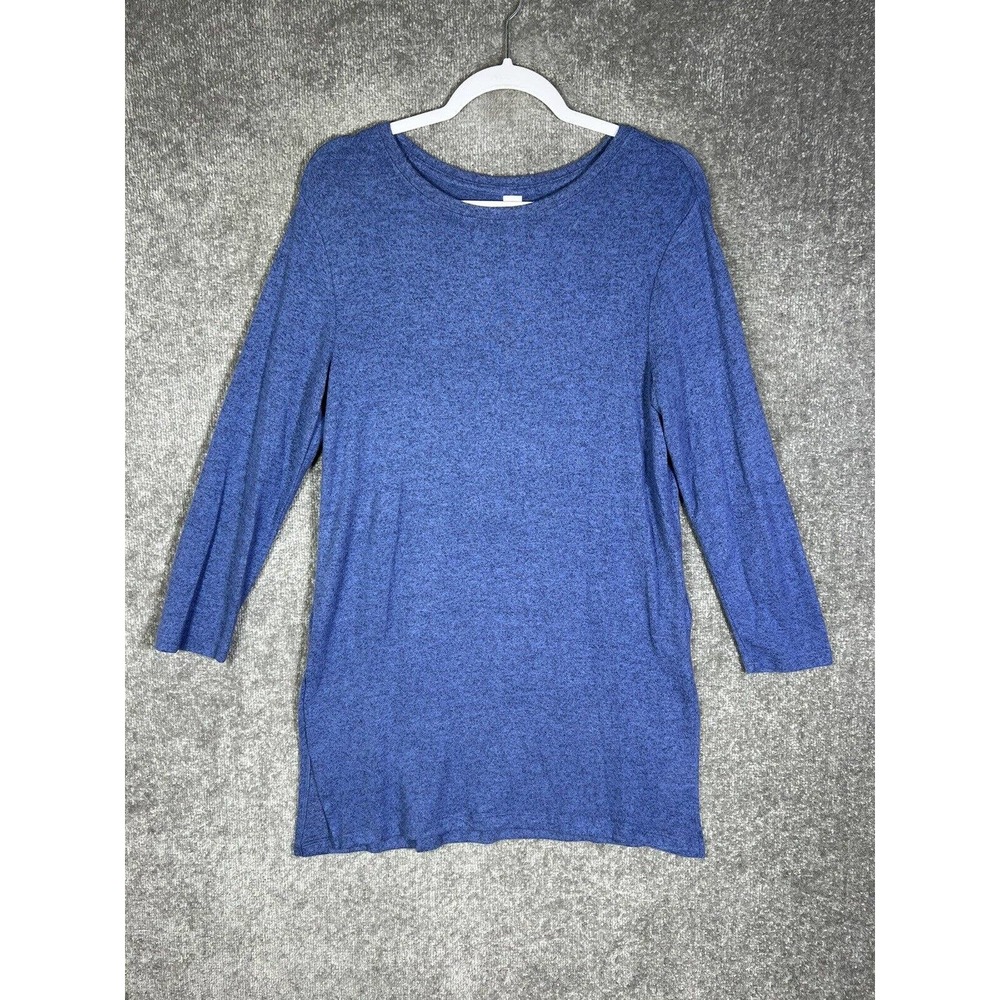 Old Navy Relaxed Plush Long Tunic Top Women Medium Stretch‎ Blue Long Sleeve
